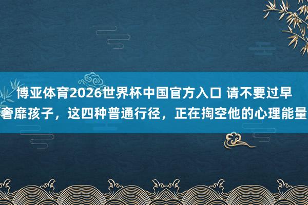 博亚体育2026世界杯中国官方入口 请不要过早奢靡孩子,这四种普通行径,正在掏空他的心理能量
