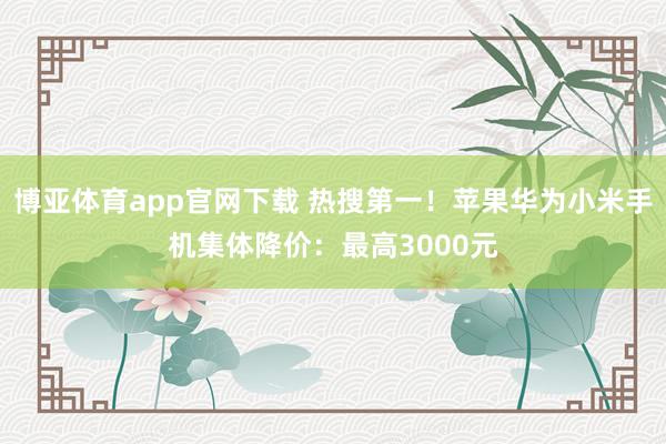 博亚体育app官网下载 热搜第一!苹果华为小米手机集体降价:最高3000元