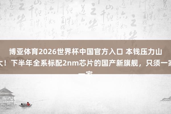 博亚体育2026世界杯中国官方入口 本钱压力山大!下半年全系标配2nm芯片的国产新旗舰,只须一家