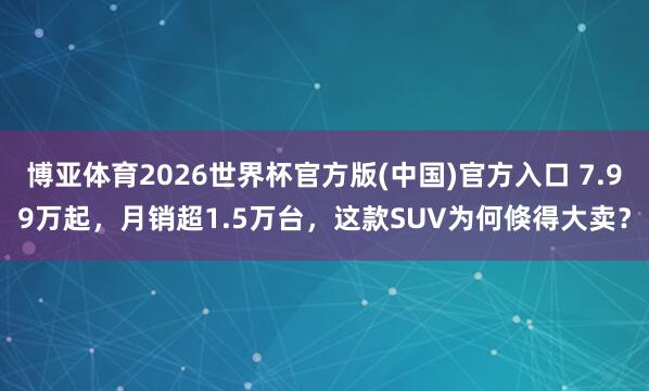 博亚体育2026世界杯官方版(中国)官方入口 7.99万起,月销超1.5万台,这款SUV为何倏得大卖?