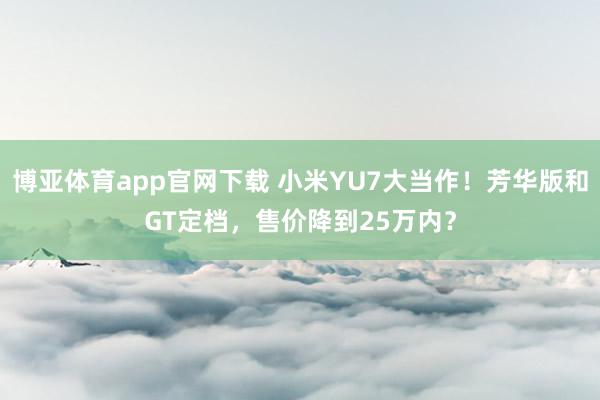 博亚体育app官网下载 小米YU7大当作!芳华版和GT定档,售价降到25万内?