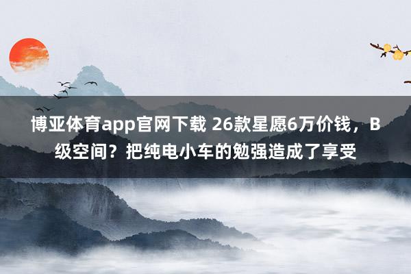 博亚体育app官网下载 26款星愿6万价钱，B级空间？把纯电小车的勉强造成了享受