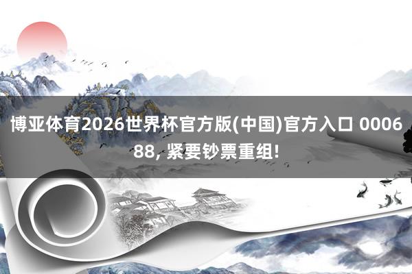 博亚体育2026世界杯官方版(中国)官方入口 000688, 紧要钞票重组!