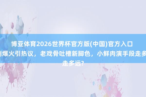 博亚体育2026世界杯官方版(中国)官方入口 新剧爆火引热议，老戏骨吐槽新脚色，小鲜肉演手段走多远?