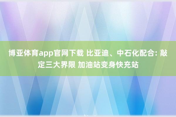博亚体育app官网下载 比亚迪、中石化配合: 敲定三大界限 加油站变身快充站