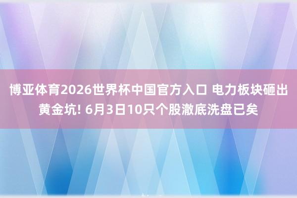 博亚体育2026世界杯中国官方入口 电力板块砸出黄金坑! 6月3日10只个股澈底洗盘已矣