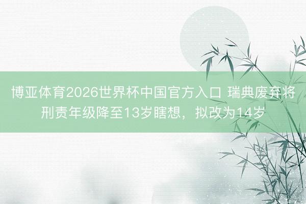 博亚体育2026世界杯中国官方入口 瑞典废弃将刑责年级降至13岁瞎想,拟改为14岁